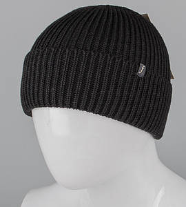 Безшовна шапка на флісі з відворотом (С2324), Чорний