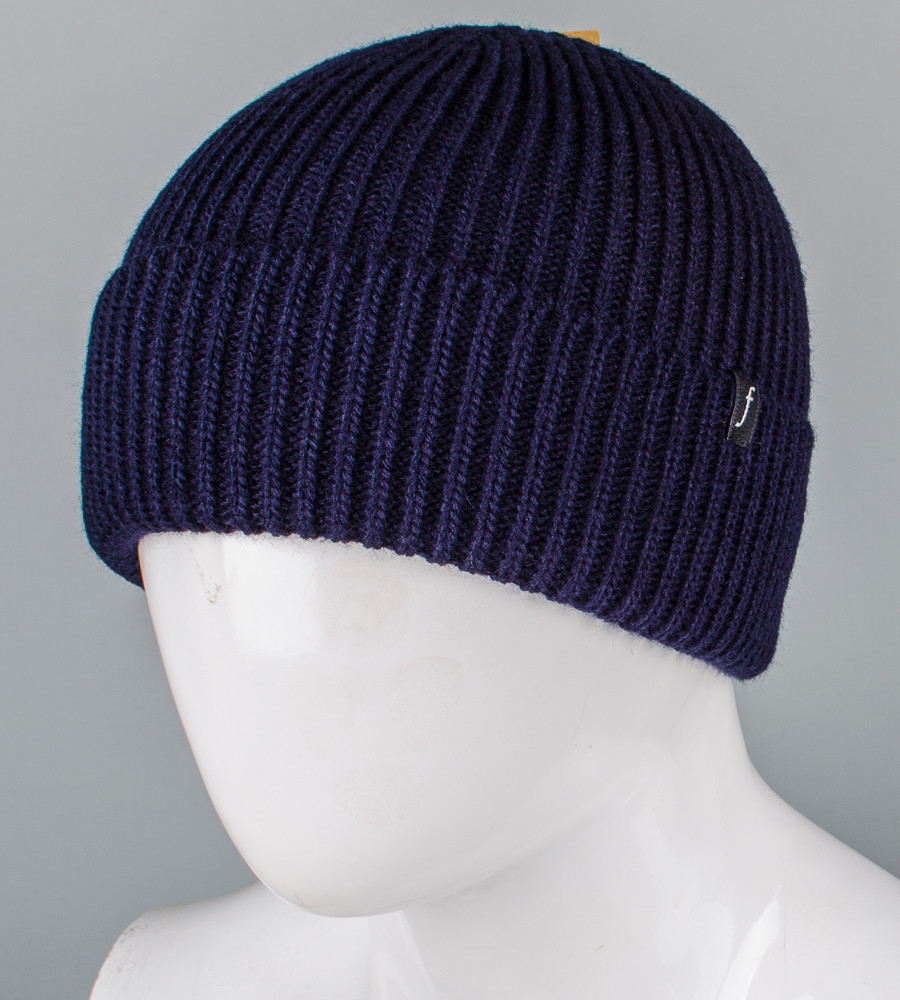 Безшовна шапка на флісі з відворотом (С2324), Т. Синій, фото 1