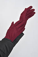 Перчатки женские на меху бордового цвета размер 6,5 165067P