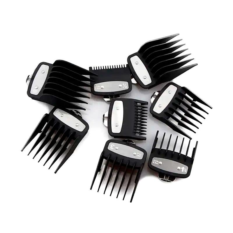 Набір універсальних насадок Barbertools для машинок для стрижки з металічною кліпсою чорні 8 штук, 3-25 мм