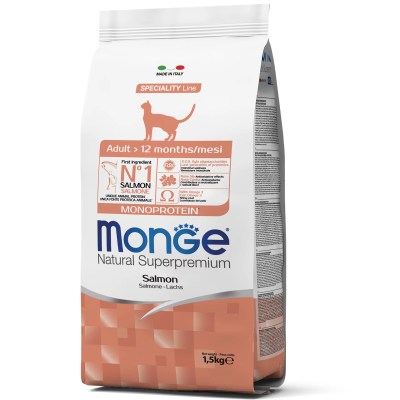 Сухий корм для дорослих котів Monge (Монж) Cat Adult з лососем 10 кг