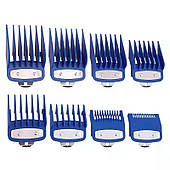 Набір насадок Barbertools для машинок для стрижки з кліпсою 3мм, 6мм, 10мм, 13мм, 16мм, 19мм, 22мм, 25мм сині