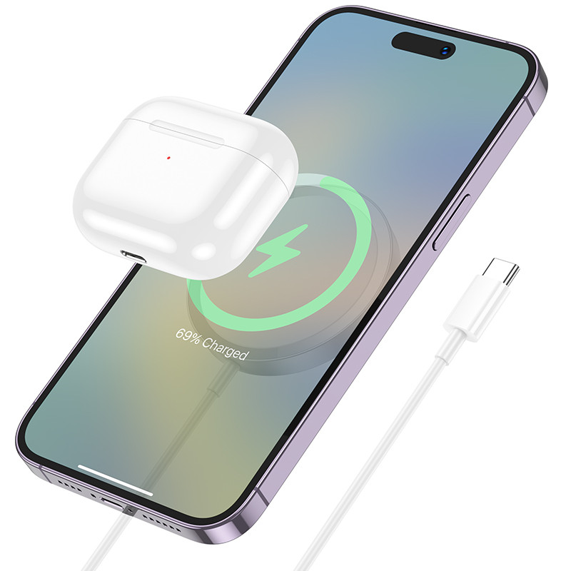 Бездротова зарядка для телефону, навушників iPhone, Airpods BOROFONE BQ23 |15W| Білий