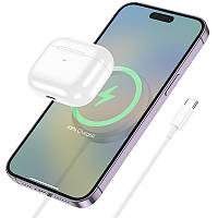 Беспроводная зарядка для телефона, наушников iPhone, Airpods BOROFONE BQ23 |15W| Белый