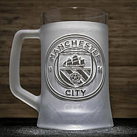 Бокал для пива з гравіюванням логотипу ФК Манчестер Сити FC Manchester City SandDecor