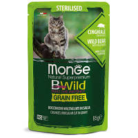Вологий корм для кішок Monge Cat Bwild GR.FREE Wet Sterilised м'ясо дикого кабана з овочами 85 г
