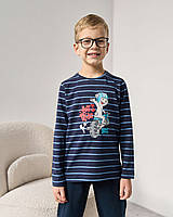 Пижама для мальчика трикотажная хлопковая кофта с длинным рукавом и штаны синяя пижама детская 3-4, 5-6, 7-8 110-116