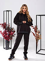 Жіночий спортивний костюм Casual - style оверсайз арт. 501 чорного кольору/ чорний