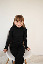 Гольф дитячий універсальний, горловина відворот 140  146  152  158  рібана з начосом ЧОРНИЙ