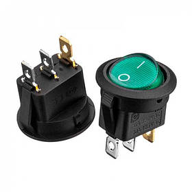 Кнопка ввімкнення дитячого електромобіля 23 мм зелена 3к 2 положення