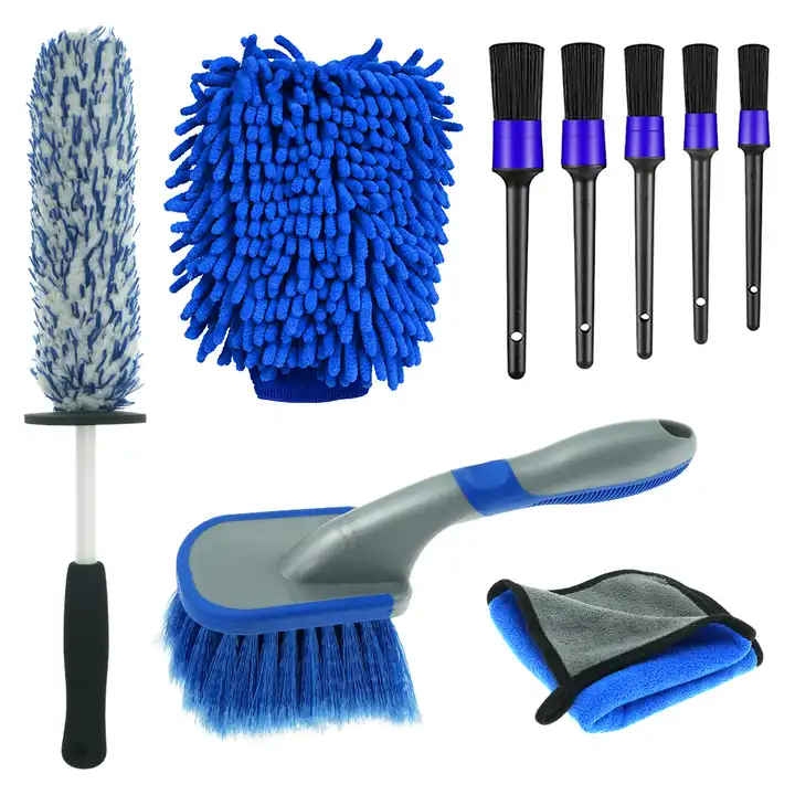 Набір щіток та рукавиця для миття кузова автомобіля, комплект 9 шт., фото 1