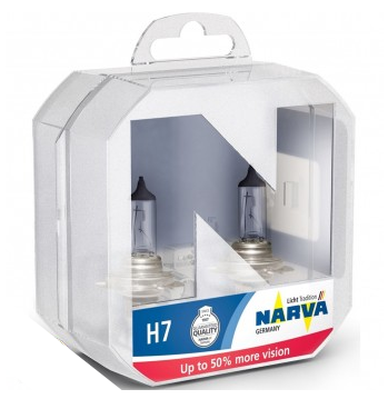 Галогенні лампи в фару авто Н7 12 V 55 W NARVA RP Blue+50% (2шт)