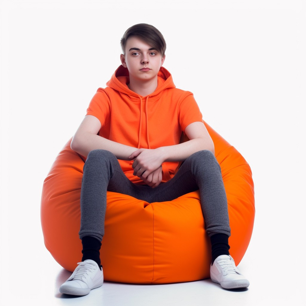 Кресло мешок груша 60*90 см оранжевый с чехлом, бескаркасное кресло для детей и взрослых ткань оксфорд + чехол - фото 2 - id-p2008151103