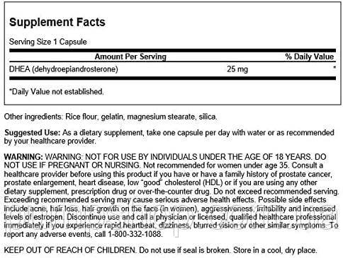 Для підвищення тестостерону Swanson DHEA 25 мг 30 капс. (уцінка термін по 7.23), фото 2