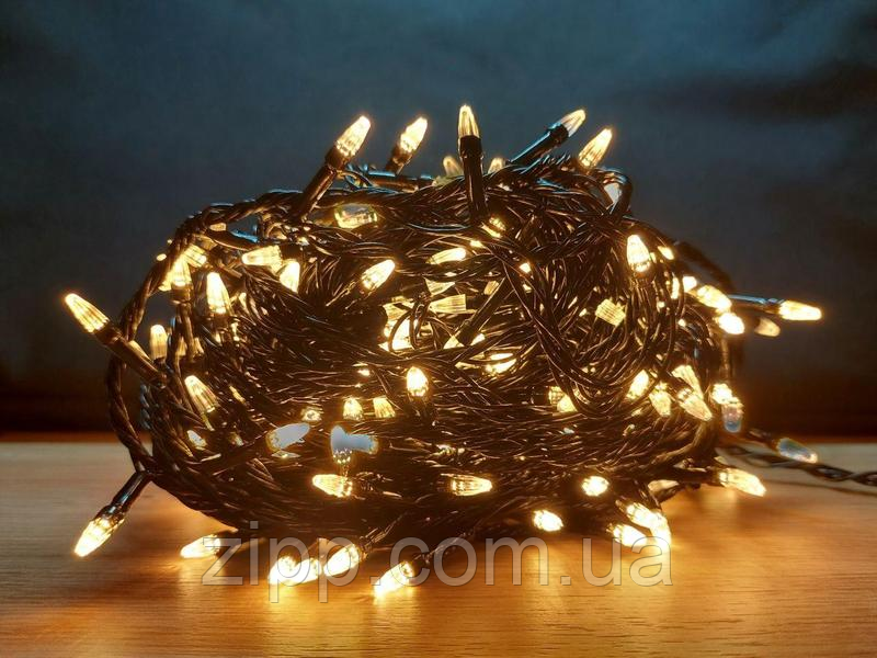 Гірлянда конус 300 LED Теплий білий, Чорний провід