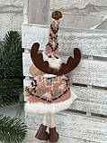 Підвіска текстильна новорічна, олень h 19 см, фото 2