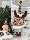 Підвіска текстильна новорічна, олень h 19 см, фото 3
