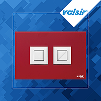 Valsir CRYSTAL Red клавіша пневматична скляна панель з матовими квадратними кнопками 215×145×8 мм.