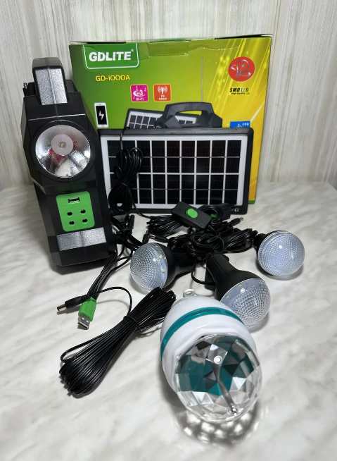 Портативная солнечная система освещения GDLite GD-1000A/FM радио/MP3/Bluetooth/аккумуляторный фонарь повербанк - фото 8 - id-p2008171013
