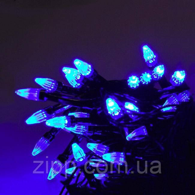 Гірлянда конус 100 LED Синій, Чорний провід, фото 1