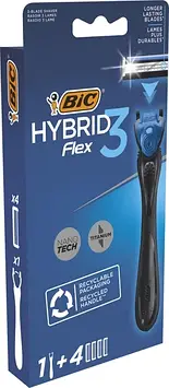 Бритва чоловіча Bic Flex 3 Hibrid з 4 змінними картриджами