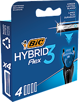 Сменные картриджи для бритья (лезвия) мужские Bic Flex 3 Hybrid 4 шт