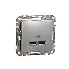 USB розетка тип A+A 21А алюміній [SDD113401] ABS-PC Sedna Design&Element Шнейдер Електрік
