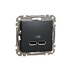 USB розетка тип A+A 21А чорна [SDD114401] ABS-PC Sedna Design&Element Шнейдер Електрік