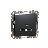 USB розетка тип A+A 21А черная [SDD114401] ABS-PC Sedna Design&Element Шнейдер Электрик