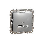 USB розетка іп A+C 24А алюміній [SDD113402] ABS-PC Sedna Design&Element Шнейдер Електрік
