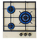 Варильна поверхня бежева Три конфорки 45 см. Газова Luxor RG 455 Rustik Champagne, фото 3