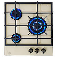 Варильна поверхня бежева Три конфорки 45 см. Газова Luxor RG 455 Rustik Champagne