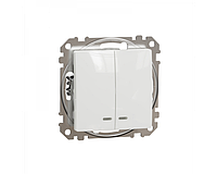Двоклавішний вимикач з LED підсвіткою білий [SDD111105L] ABS-UV Sedna Design&Element Шнейдер Електрік
