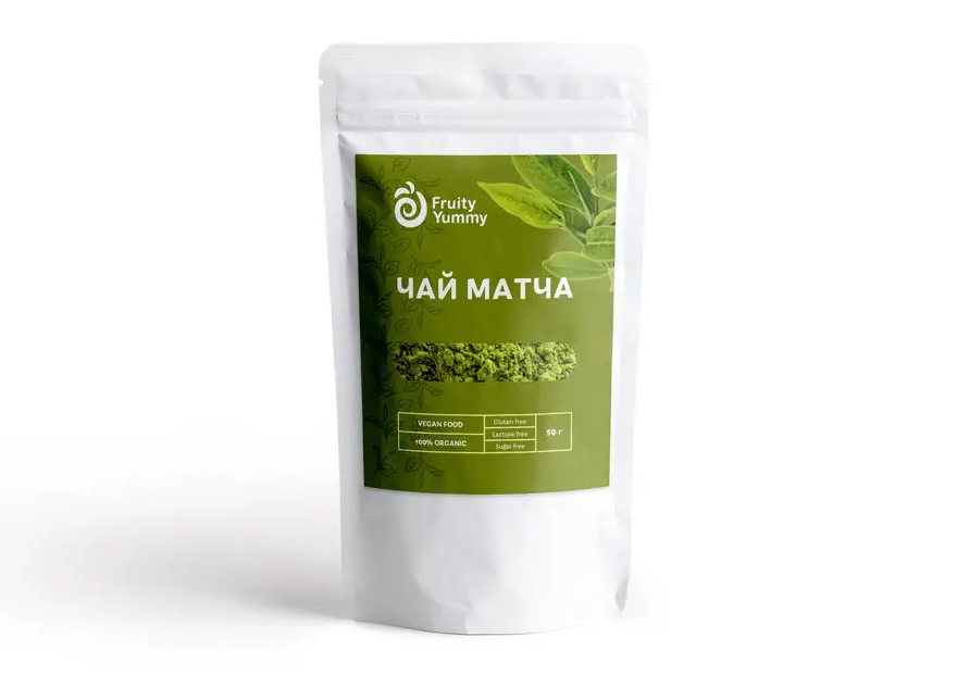Натуральний чай матча органік, без цукру, 50г, Fruity Yummy