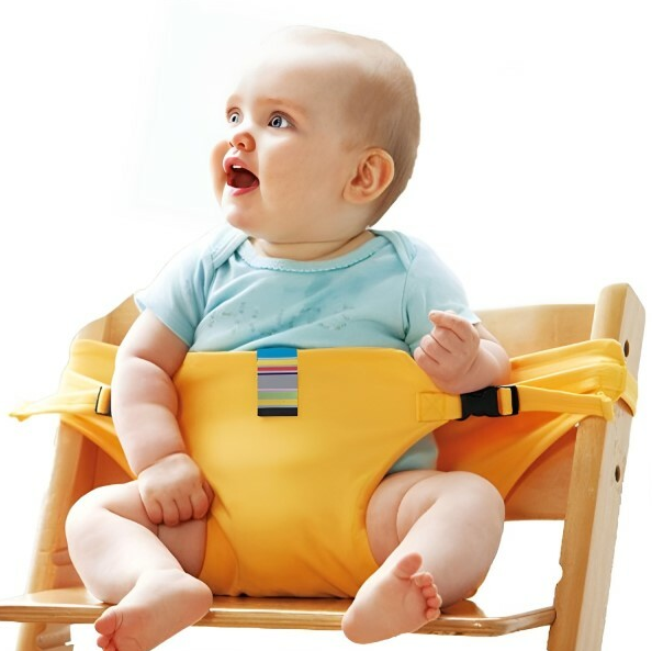 Ремінь безпеки для дітей дозволяє безпечно годувати дитину на будь-якому обідньому стільці зі спинкою жовтий