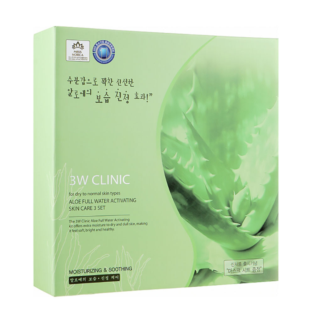 Набір косметики для обличчя 3W Clinic Aloe Full Water Activating Skin 3 Kit Set 3 шт, фото 1