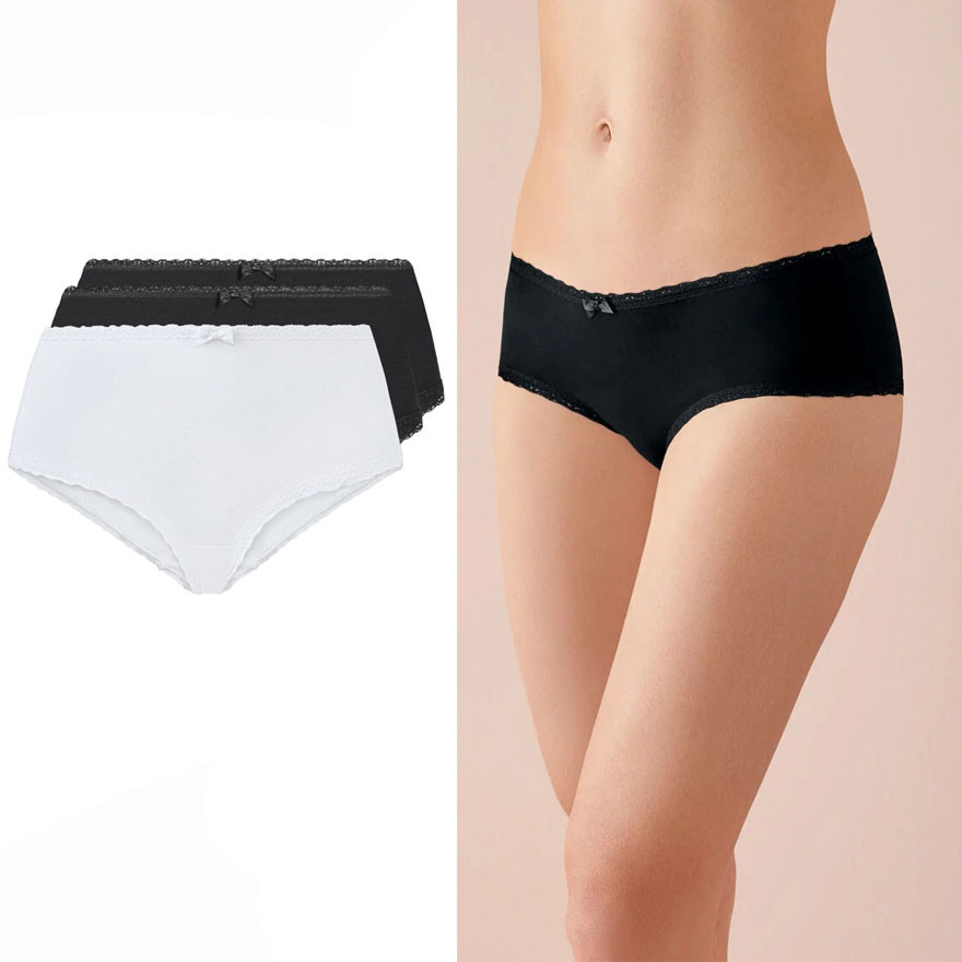 Комплект жіночих трусиків із 3 штук, розмір XL/XXL, колір чорний, білий