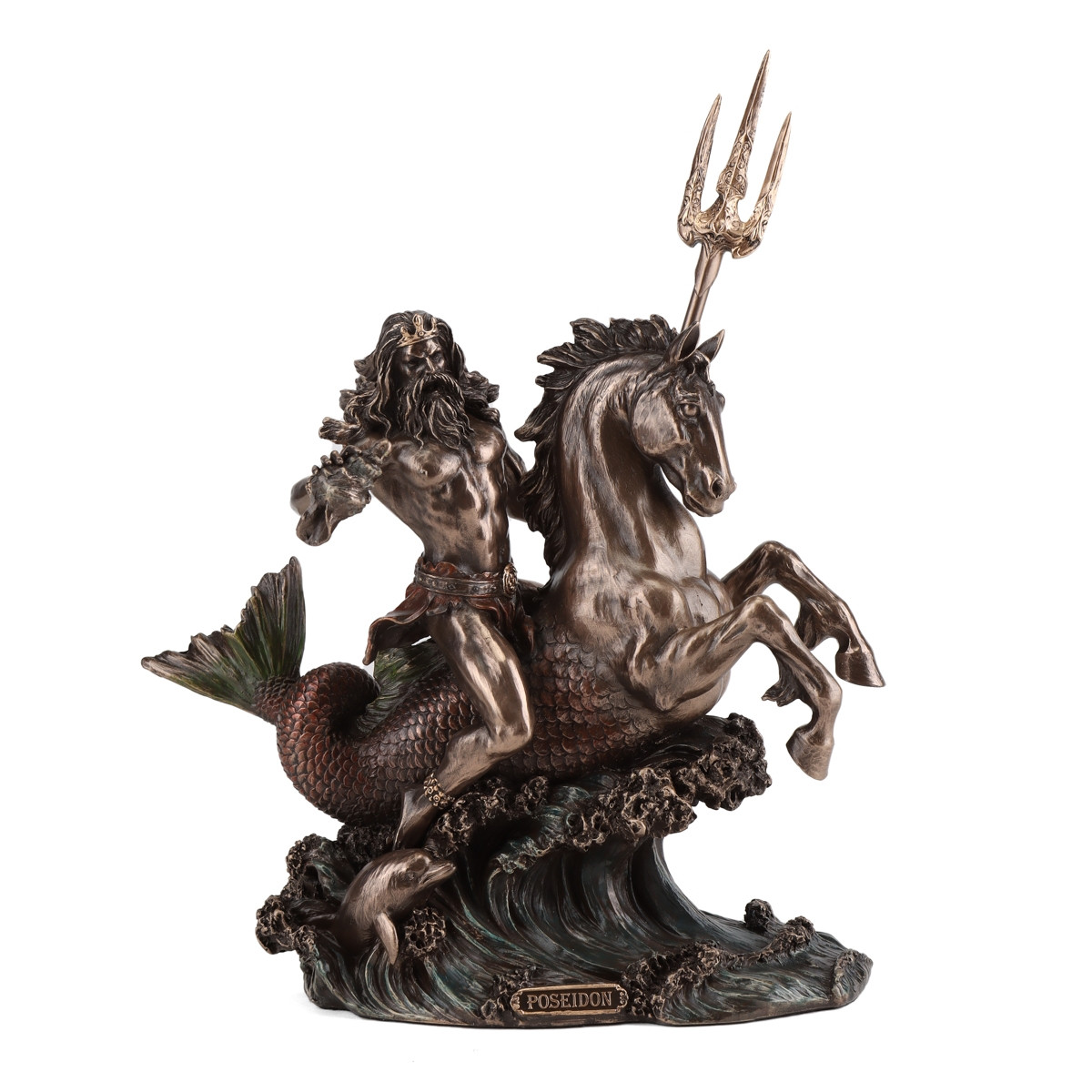 Колекційна статуетка "Посейдон із тризубом" бронзового кольору від італійського бренду Veronese 27 см, фото 1