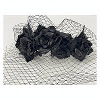 Венок Helena с чёрными розами и вуалью