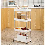 Полиця для кухні та ванної на колесах біла Bonro B06, фото 6