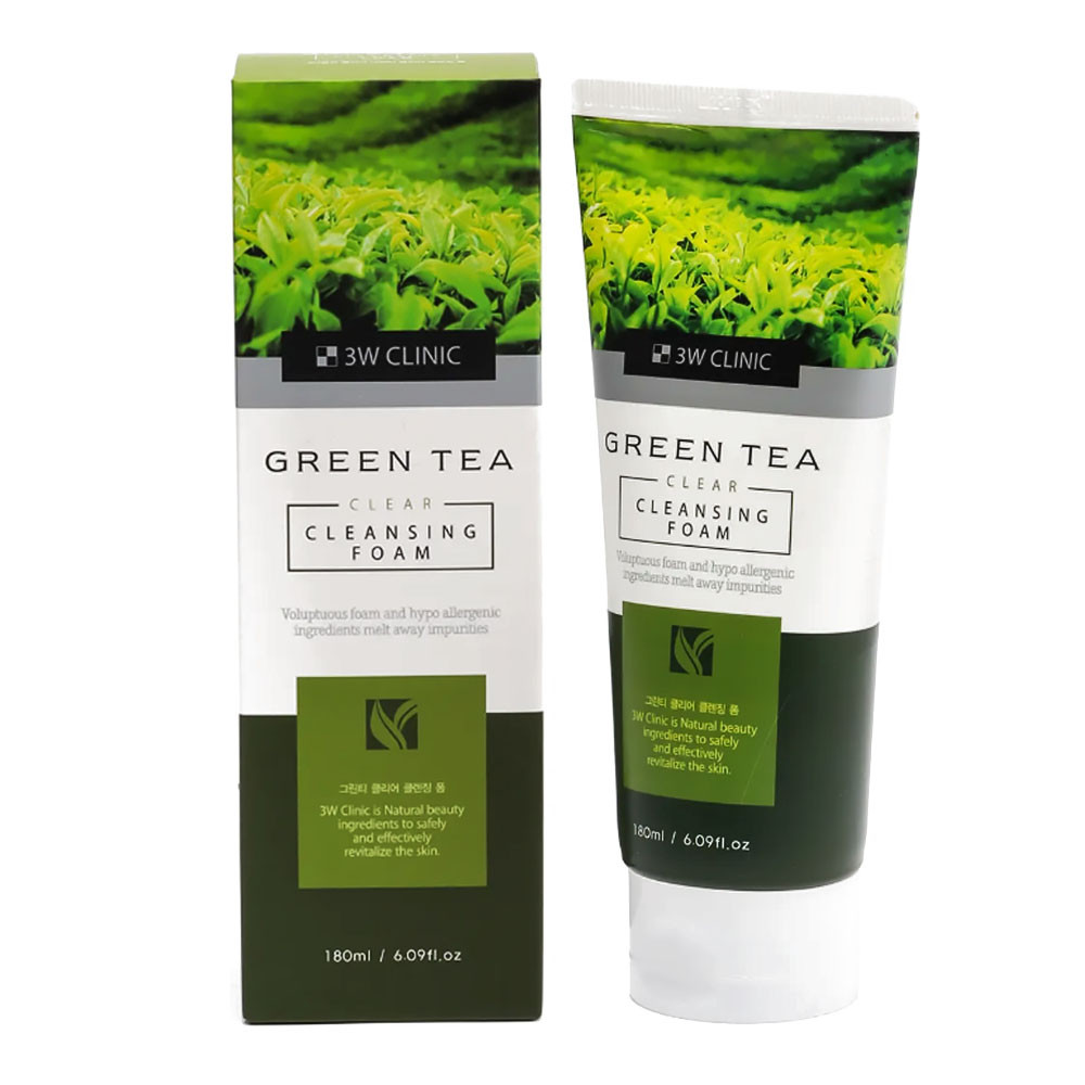 Пінка для вмивання з зеленим чаєм 3W Clinic Green Tea Clear Cleansing Foam 180 мл