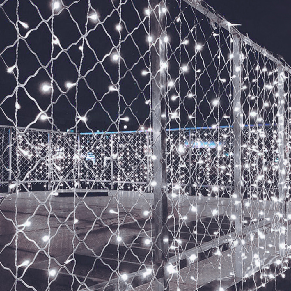 Вулична світлодіодна гірлянда штора 300 LED, 3x2м, прозорий каучук, статичний режим, 220В, IP65