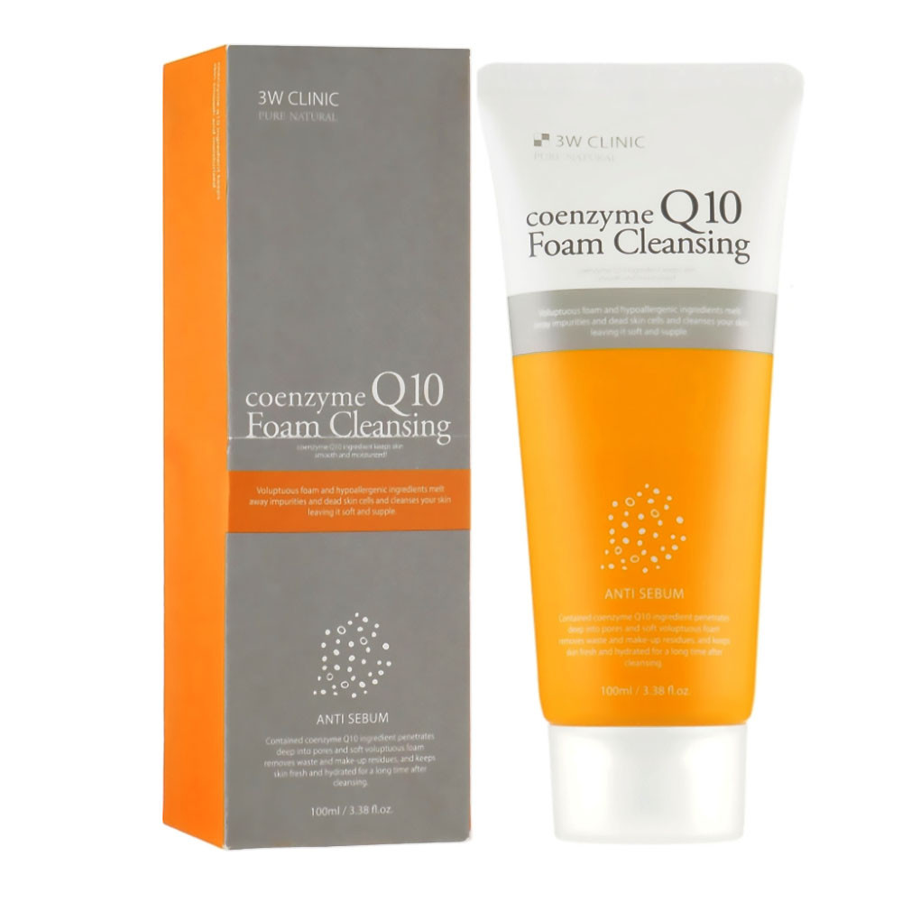 Очищаюча пінка для обличчя з коензимом Q10 3W Clinic Coenzyme Q10 Foam Cleansing 100 мл