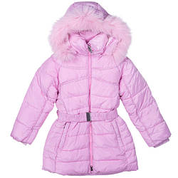 Зимова дитяча куртка «Palhare» з поясом на флісовій підкладці з 110 по 134 Рожевий