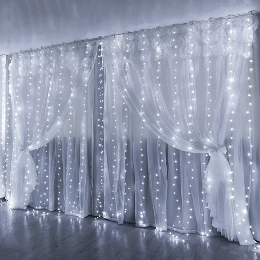 Світлодіодна гірлянда штора 400 LED, 3x2м, 220В, прозорий провід, статичний режим, IP44