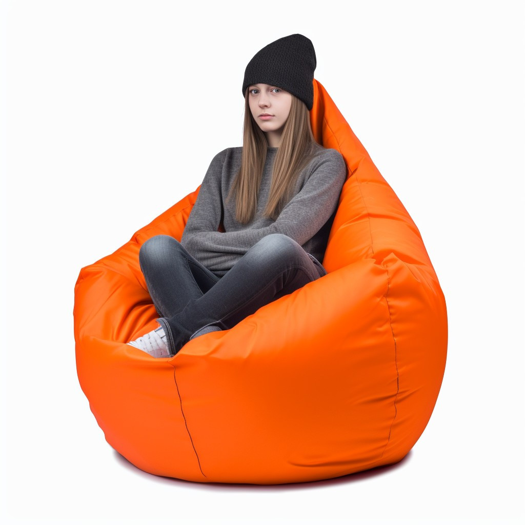 Кресло мешок груша 60*90 см оранжевый, бескаркасное кресло для детей и взрослых ткань оксфорд+чехол - фото 2 - id-p2008224196