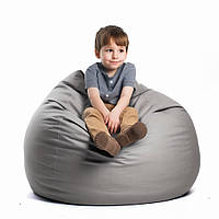 Кресло мешок груша 60*90 см серый, бескаркасное кресло для детей и взрослых ткань оксфорд+чехол