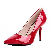 Жіночі Червоні Туфлі на Каблуку Шпильке Лакові Класичні Лодочки (розміри: 36,39) — 3-7