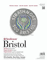 Профессиональная бумага Strathmore BRISTOL, серия 500, 15 листов, размер 28х36 см, плотность 2-ply (260 г/м2)