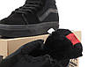 Чоловічі та жіночі зимові кеди Vans Sk8-Hi Mid Black (чорні) Високі кеди Ванс СК-8 Хай Мід замш хутро Унісекс В'єтнам, фото 8